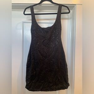 Meshki Black Glitter Mini Dress